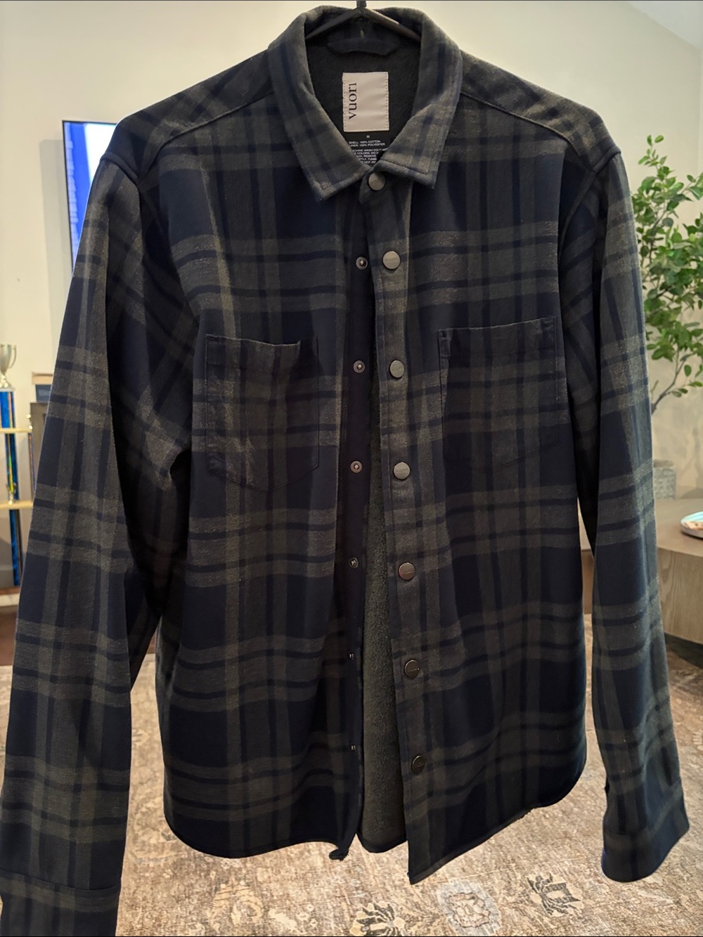 Vuori Navy Plaid Lightweight Shirt Jacket